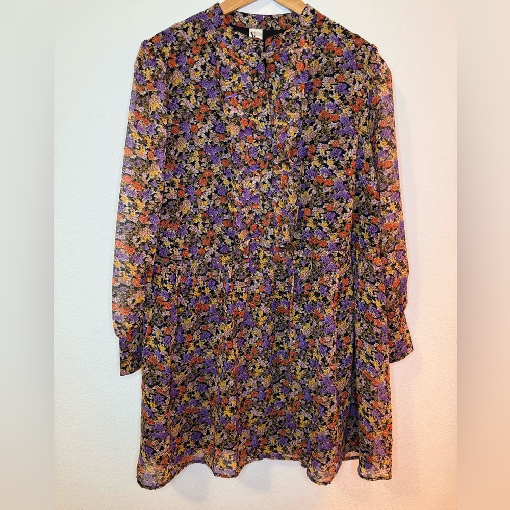 NEW Violet Romance US 10 Floral Long-Sleeve Dress